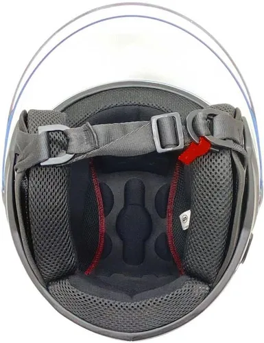 Vista 6 de Casco con cara descubierta para motocicleta Scooter, con visor DOT práctico que se puede levantar, M, Negro mate