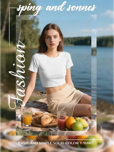 Vista 6 de Paquete de 4 camisetas cortas básicas ajustadas de manga corta para mujer, lindas camisetas cortas de moda con cuello redondo para mujeres