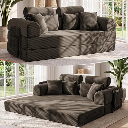 Vista 42 de Sofá cama de espuma viscoelástica de 79 pulgadas, futón convertible con reposacabezas alto, sofá sin hueso Negro