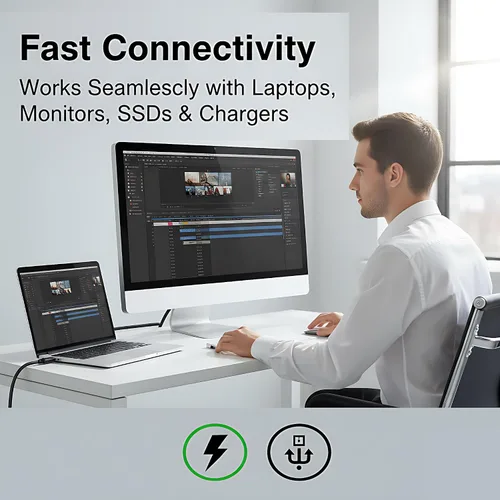 Vista 5 de Cable de enlace USB 4.0 a USB C (16.5 pies), cable USB C de carga rápida de 20 Gbps 100 W, pantalla HD de 8K, compatible con Oculus/Meta Quest
