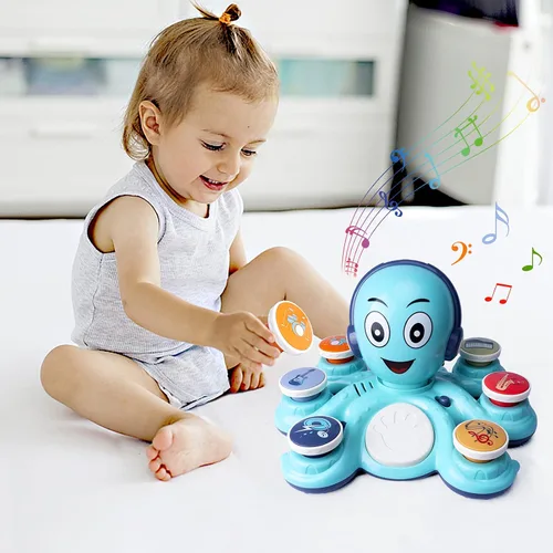 Vista 5 de Juguetes musicales para bebés, juguetes de aprendizaje para niños pequeños, juguetes musicales de pulpo, juguetes educativos musicales para niños