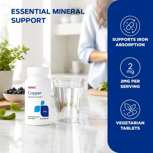 Vista 3 de GNC Cobre 2 mg, importante para la absorción de hierro, 100