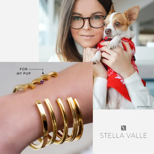 Vista 2 de Stella Valle Paw Print Bracelet - 18K Gold and Rhodium Plated Brass Cuff Bracelet in the Shape of a Paw Print