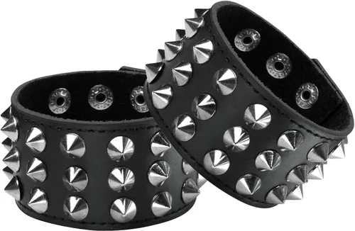 Vista 4 de Eigso Pulsera de cuero punk para hombres y mujeres, estilo retro, vintage, remache, pulsera ajustable