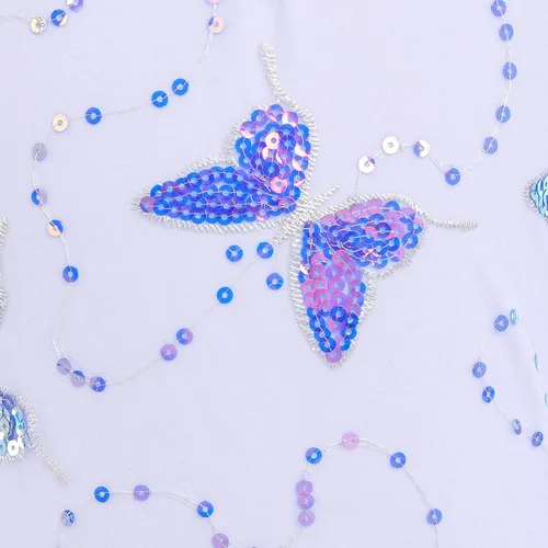 Vista 4 de AFAVOM Camisola de lentejuelas de mariposa para niñas, vestido de ballet con volantes, falda tutú con purpurina, leotardo, disfraz de bailarina
