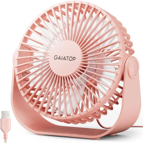 Vista 10 de Gaiatop Ventilador de escritorio USB, flujo de aire fuerte de 3 velocidades, portátil de 5.5 pulgadas, rotación de 90°, refrigeración silenciosa