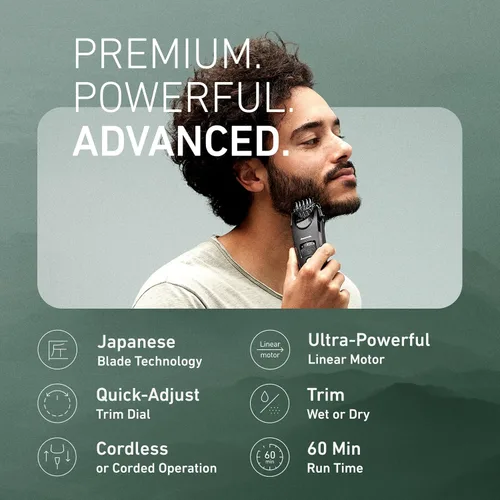 Vista 2 de Panasonic Recortadora de barba para hombres inalámbrica de precisión y potencia, cortapelos con accesorio de peine y 19 configuraciones ajustables