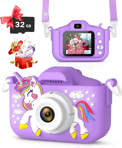 Vista 9 de Desuccus Cámara para niños, juguetes de Navidad y cumpleaños para niños y niñas, juguetes para niños de 3, 4, 5, 6, 7, 8, 9 años, cámara de video