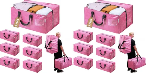 Vista 33 de WORKPRO 1 paquete de bolsas de mudanza extra grandes con correas y asas de Azul