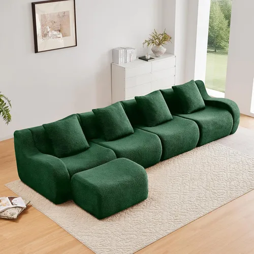 Vista 11 de Sofás de peluche sin hueso para sala de estar, juego de sofá modular negro con asiento profundo, sofá de gran tamaño, sofás para sala, cómodos sofás