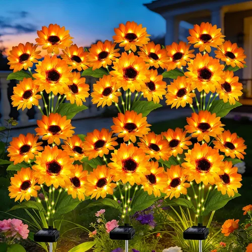 Vista 16 de MRHEPHAESTUS Luces solares de jardín, flores de delfinio 2 unidades 40 LEDs, luces impermeables para exteriores, dos modos de iluminación