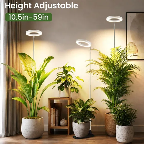 Vista 4 de LBW Luces de cultivo para plantas de interior, luz de espectro completo de 6.3 pulgadas con base, lámpara de cultivo ajustable de altura de 59