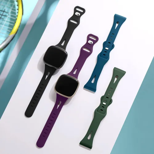 Vista 3 de Ouwegaga Compatible with Fitbit Versa 4 Bands for Woman/Sense 2/Sense/Versa 3 Bands for Men,Soft Silicone Slim Sport Strap Compatible with Fitbit