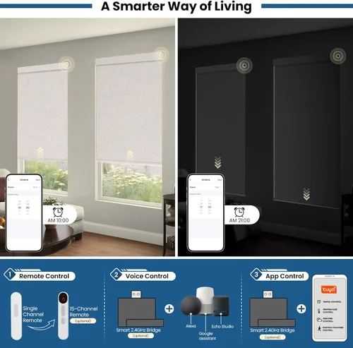 Vista 4 de Persianas motorizadas sin taladrar con control remoto, persianas automáticas opacas con panel solar, persianas enrollables eléctricas inteligentes