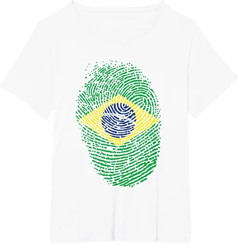 Vista 37 de Camiseta patriótica de la bandera brasileña con huella dactilar Asphalt Grey