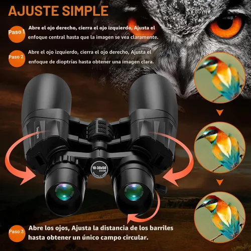 Vista 3 de Prismáticos 10-30x50 con Zoom para Adultos, Prismáticos Militares de Alta Potencia para Observación de Aves, Viajes, Caza, Conciertos con Vista