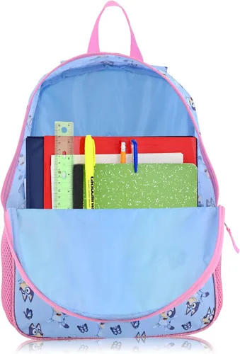Vista 5 de Mochila Bluey con lonchera para niños, bolsa escolar de 16 pulgadas Azul