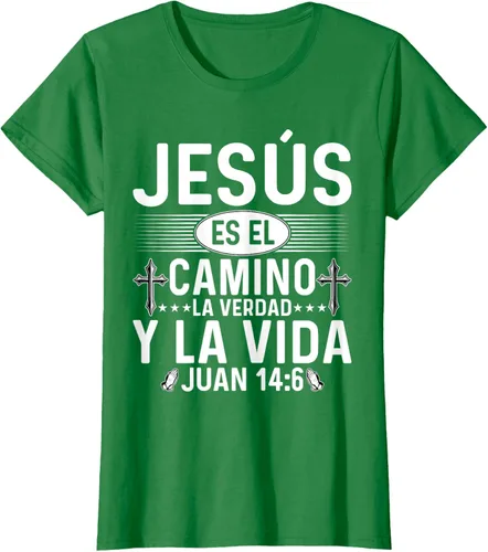 Vista 27 de Camisetas Cristianas en español Versículos Biblia Juan 14:6 Camiseta, Negro, S