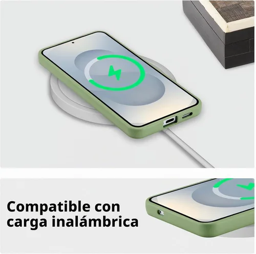 Vista 5 de RALEAVO Funda para Samsung Galaxy S24 Plus, bonita funda de silicona floral Verde/Rama Floral