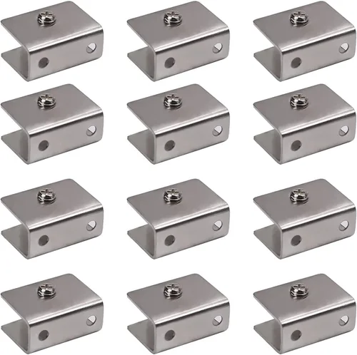 Vista 13 de 4 piezas de acero inoxidable ajustable soporte de estante de vidrio rectangular pequeña puerta gabinete abrazadera clip soporte para 0.236-0.315 in