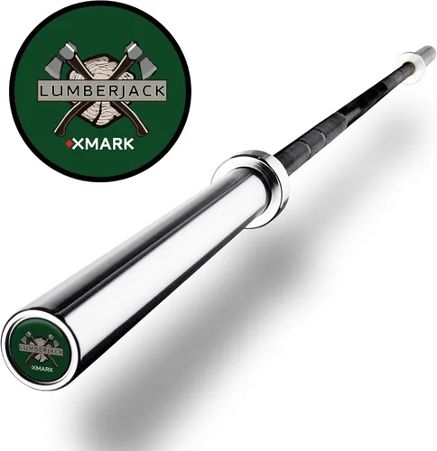 Vista 2 de XMark Lumberjack Barra olímpica de 7 pies, compra solo o compra con XMark Texas Star conjunto de discos de pesas olímpicas