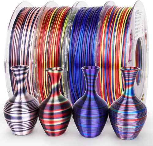 Vista 37 de AMOLEN Filamento PLA de Seda para Impresora 3D, Filamento PLA Kingfisher Rainbow Multicolor Brillante 1.75mm, Filamento de Impresión 3D PLA