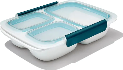 Vista 17 de OXO Good Grips Prep and Go - Recipiente dividido para 2 tazas, color azul océano