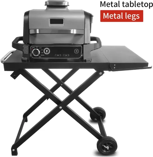 Vista 2 de BSARTE Soporte plegable de metal para parrilla Ninja Outdoor XSKSTAND para Woodfire OG701 OG751 (Serie OG700) con estante lateral, soporte