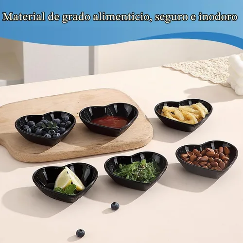Vista 6 de HOMQUEN Cuencos para inmersión, plato de salsa de soja de 3 onzas, juego de 6 cuencos pequeños de plástico Pturdy, mini platos de aperitivo con Negro
