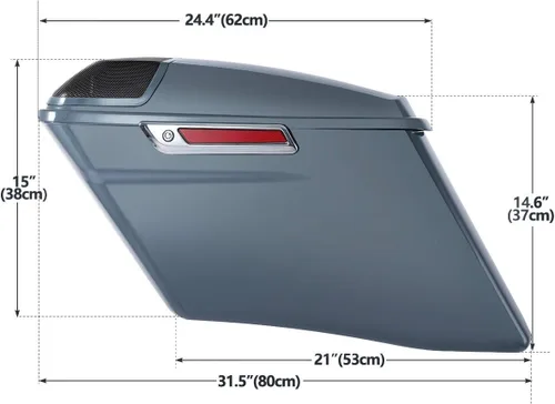 Vista 5 de Alforjas de ABS extendidas gris Gunship de 4 pulgadas para Harley Touring CVO Street Electra Glide 2014-2023