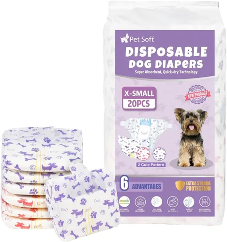 Vista 12 de Pet Soft Pañales desechables para perras – Pañales desechables para perritos con indicador de humedad, pañal para cachorros y gatos súper