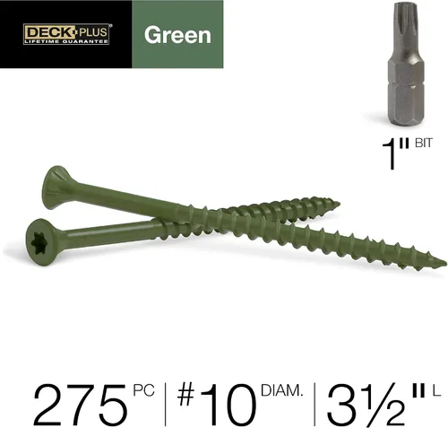 Vista 2 de Deck Plus 48408 Tornillos para madera #10 x 3-1/2", verde, caja de 5 libras (paquete de 2)