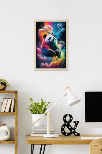 Vista 2 de Trends International Wumples - Cosmic Neon Panda Wall Poster, 22.4L x 14.7W, Blonde Framed Version
