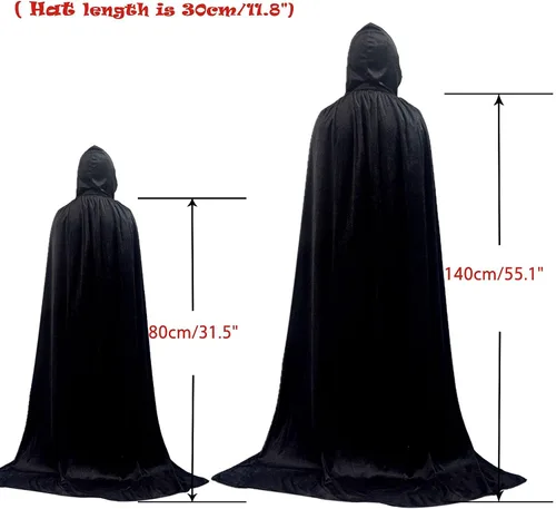 Vista 7 de Oiziuzio Hooded Cloak Long Unisex Capes Robe for Adult Women Halloween Christmas Party Cosplay Costume