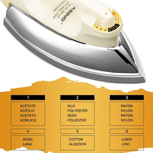 Vista 4 de Hierro seco portátil ligero para uso doméstico de la industria Espejo mejorado Suela de acero inoxidable sin vapor 700W Regalo para inauguración