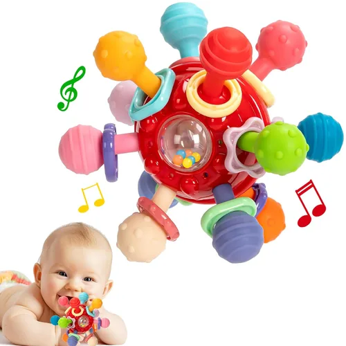 Vista 8 de Juguetes de dentición para bebés, mordedores para bebés, juguetes sensoriales Montessori para 0-6 6-12 meses, regalos para niños de 1 año, niños