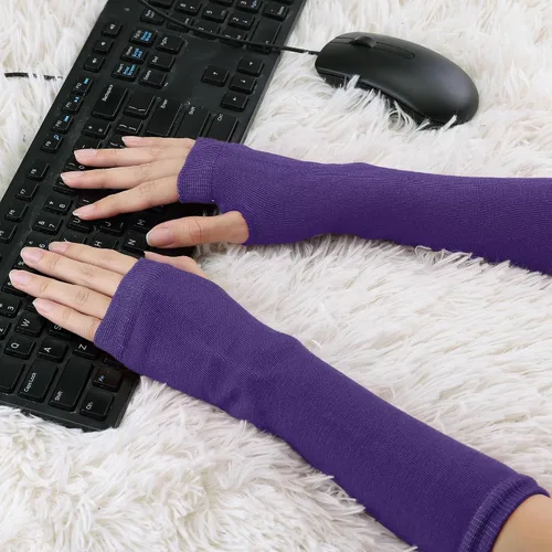 Vista 29 de Allegra K Calentadores de brazo sin dedos unisex de moda clásica