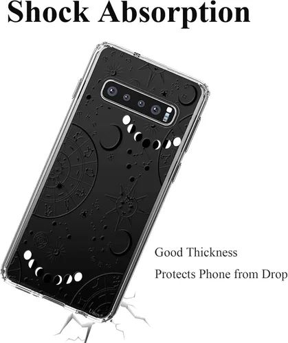 Vista 35 de Unov Funda para Galaxy S10, transparente con diseño en relieve, flor Flor estética