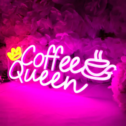 Vista 6 de Britrio Coffee Queen Letrero de Neón para Hogar Cafetería Bar Cocina Comedor Luz Fiesta de Cumpleaños Dormitorio Restaurante Pub Cueva de Hombre