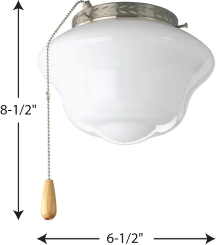 Vista 5 de Progress Lighting kit de luz de ventilador de techo de 1 luz para ventiladores de techo de la colección AirPro, estilo clásico transicional