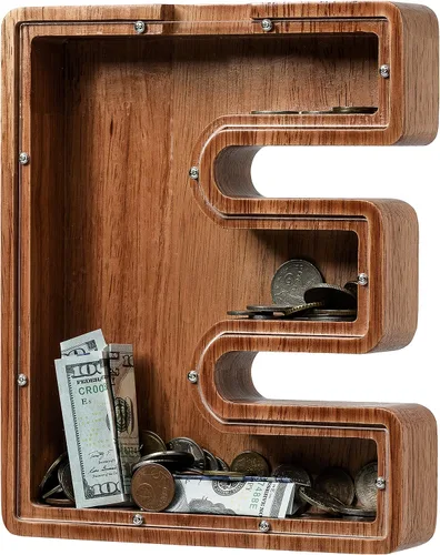 Vista 56 de Alcancía para niños y niñas, alcancía de madera con letra grande del alfabeto con inicial A, banco de monedas, regalos divertidos para cumpleaños