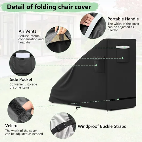 Vista 3 de AKEfit 1 funda para silla de gravedad cero, impermeable, plegable, para exteriores, con bolsa de almacenamiento, resistente a los rayos UV y al