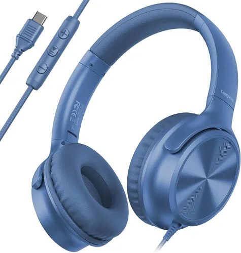Vista 16 de Cowyawn Auriculares USB C con cable, auriculares USB C con cable con micrófono, control de volumen, sonido estéreo HD, auriculares USB tipo C