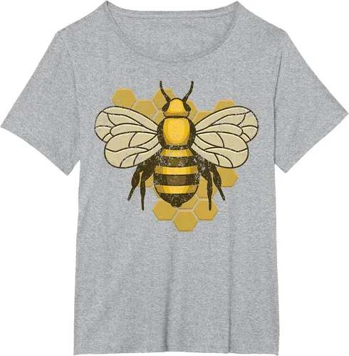 Vista 11 de Retro Beekeeper Beekeeper Honey Bumblebee Vintage Saves Bees T-Shirt Asphalt Grey