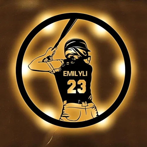 Vista 7 de Regalos de béisbol personalizados para niños y niños, letreros de neón personalizados para decoración de pared, luces de neón deportivas, barra LED