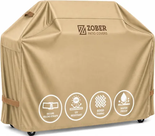 Vista 15 de ZOBER Funda resistente para parrilla de barbacoa, 58 pulgadas, impermeable, de doble capa, se adapta a la cubierta de parrilla de gas Weber