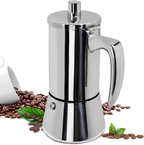 Vista 12 de 4 tazas espesado Moka Pot 304 Acero Inoxidable 6.8 fl oz Cafetera italiana de café expreso, cafetera, cafetera de moca para estufa de inducción