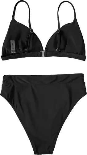 Vista 4 de SUUKSESS Conjunto de bikini de cintura alta para mujer, traje de baño de dos piezas con triángulo sexy