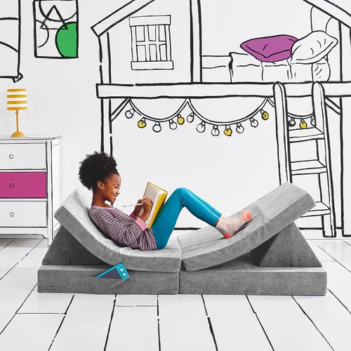 Vista 16 de Yourigami Castillo de Juego para Niños y Niños Pequeños, Juego de Complementos de Sofá para Sala de Juegos, Diseño Modular Duradero, Blue Lagoon