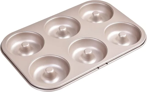 Vista 10 de Molde de Donas Elegante, Molde de Donas de 6 Cavidades, Molde de Bundt de Acero Resistente Antiadherente con Forma de Corazón y Flor, Redondo, Juego